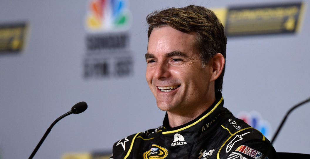 HOLLYWOOD, FL - NOVEMBER 19: Jeff Gordon, driver of the #24 Axalta Chevrolet, speaks to the media during the NASCAR Sprint Cup Championship 4 Media Day at Westin Diplomat on November 19, 2015 in Hollywood, Florida.