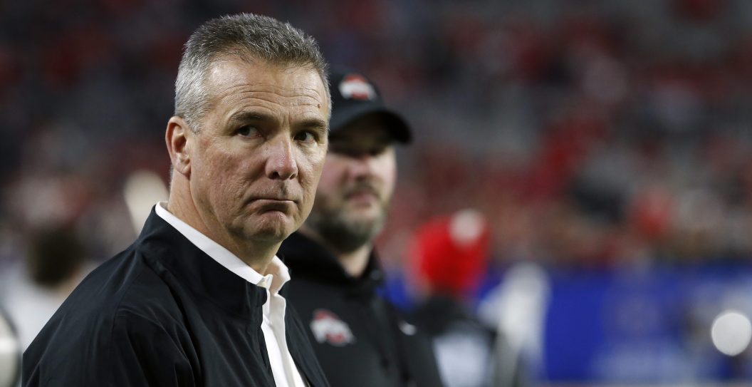 GLENDALE, ARIZONA - DECEMBER 28: Former Ohio State Buckeyes head coach Urban Meyer looks on during the College Football Playoff Semifinal between the Ohio State Buckeyes and the Clemson Tigers at the PlayStation Fiesta Bowl at State Farm Stadium on December 28, 2019 in Glendale, Arizona.