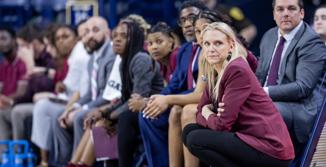 SOUTH BEND, IN - JANUARY 26: Head coach Brooke Wyckoff of the Florida State Seminoles is seen during the game against the Notre Dame Fighting Irish] at Joyce Center on January 26, 2023 in South Bend, Indiana.