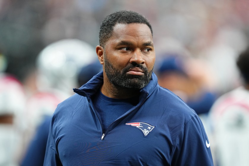 LAS VEGAS, NEVADA - OCTOBER 15: Linebackers coach Jerod Mayo of the New England Patriots looks on before a game against the Las Vegas Raiders at Allegiant Stadium on October 15, 2023 in Las Vegas, Nevada. 