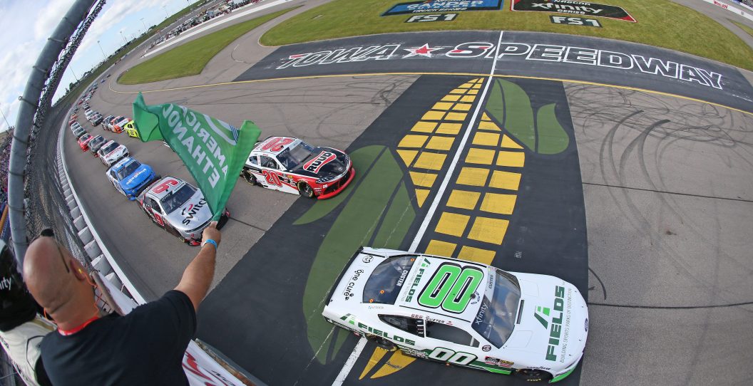 NEWTON, IOWA - JUNE 16: Cole Custer, driver of the #00 FIELDS Ford, takes the green flag to start the NASCAR Xfinity Series CircuitCity.com 250 Presented by Tamron at Iowa Speedway on June 16, 2019 in Newton, Iowa.