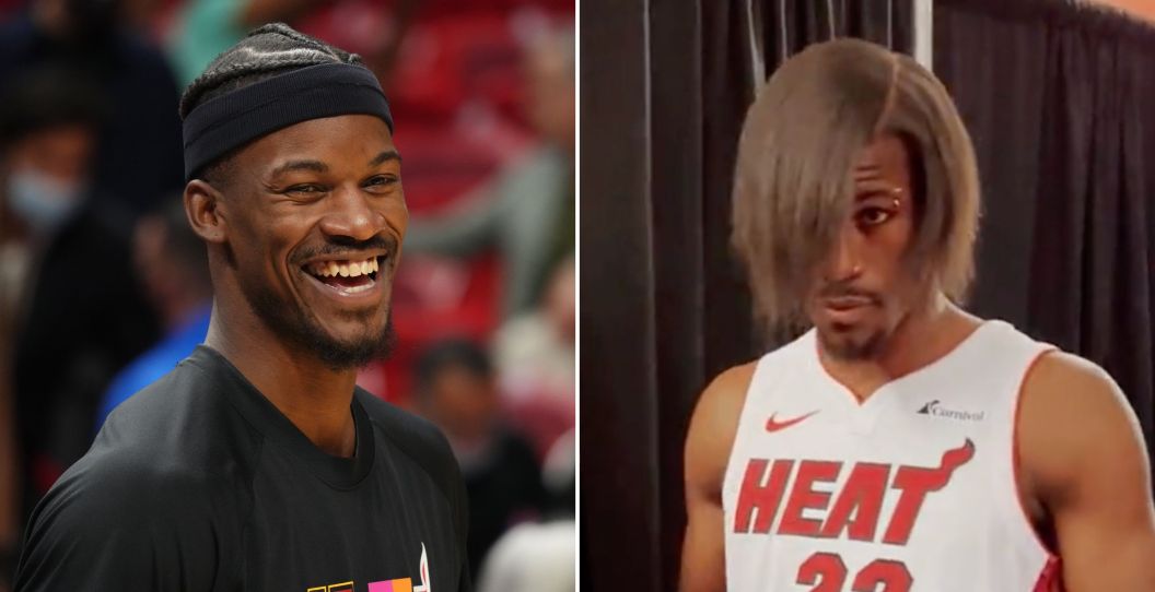 Jimmy Butler of the Heat debuts a new hairstyle at media day.