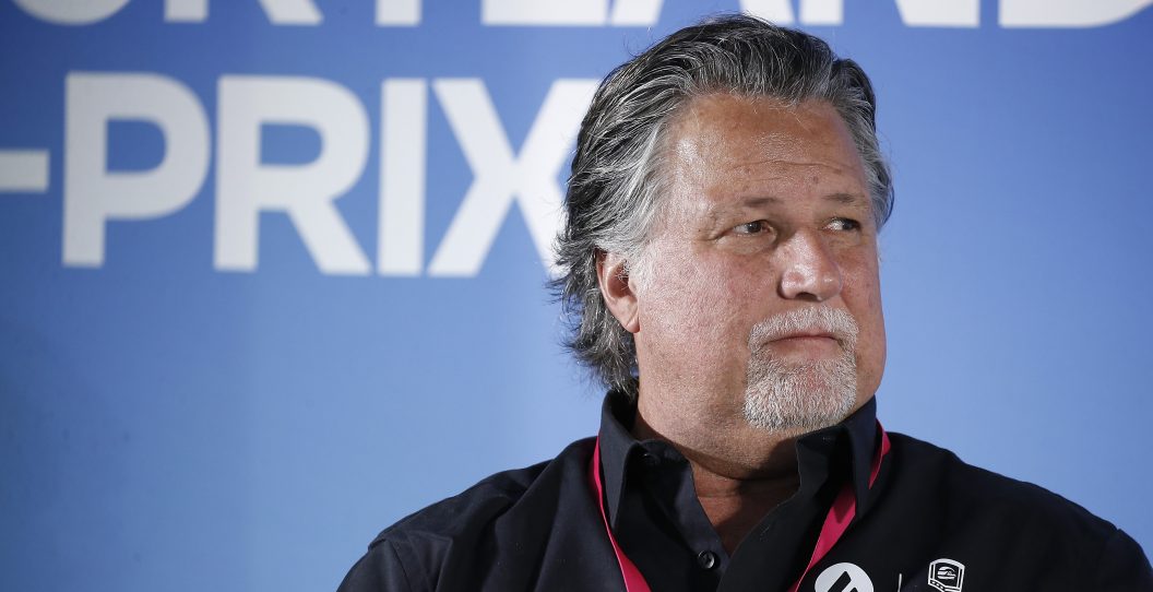 PORTLAND, OREGON - JUNE 23: Michael Andretti of Avalanche Andretti Racing is interviewed during the 2023 ePrix at Portland International Raceway on June 23, 2023 in Portland, Oregon.