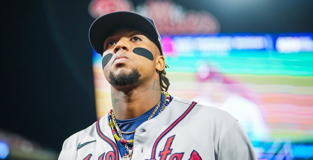 Ronald Acuna stares off after a Braves playoff loss.