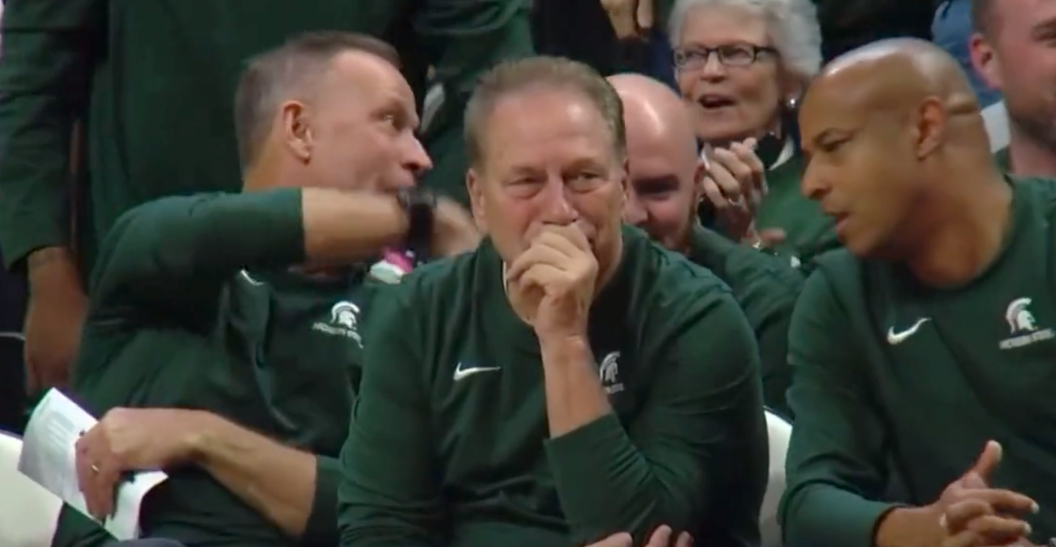 Tom Izzo cries after watching his son score.
