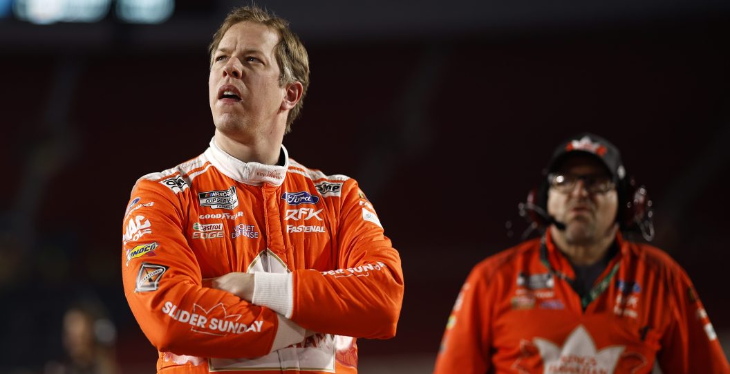 LOS ANGELES, CALIFORNIA - FEBRUARY 04: Brad Keselowski, driver of the #6 King's Hawaiian Ford, looks on during qualifying for the NASCAR Clash at the Coliseum at Los Angeles Coliseum on February 04, 2023 in Los Angeles, California.