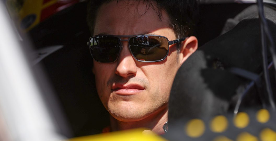 TALLADEGA, ALABAMA - APRIL 22: Joey Logano, driver of the #22 Shell Penzoil/Autotrader Ford, sits in his car during qualifying for the NASCAR Cup Series GEICO 500 at Talladega Superspeedway on April 22, 2023 in Talladega, Alabama.