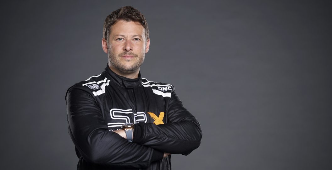 CHARLOTTE, NORTH CAROLINA - APRIL 25: SRX driver Marco Andretti poses for a photo during the Superstar Racing Experience portrait shoot at Clutch Studios on April 25, 2023 in Huntersville, North Carolina.