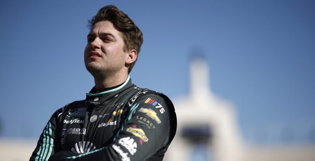 LOS ANGELES, CALIFORNIA - FEBRUARY 05: Noah Gragson, driver of the #42 Sunseeker Resort Chevrolet, looks on during qualifying heats for the NASCAR Clash at the Coliseum at Los Angeles Memorial Coliseum on February 05, 2023 in Los Angeles, California.