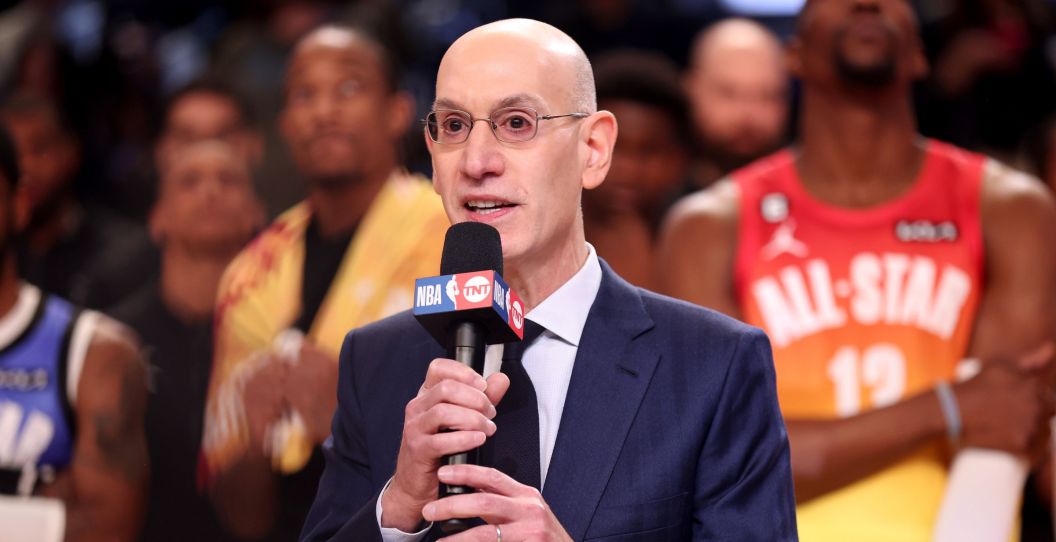 Adam Silver speaks at the NBA All-Star Game.
