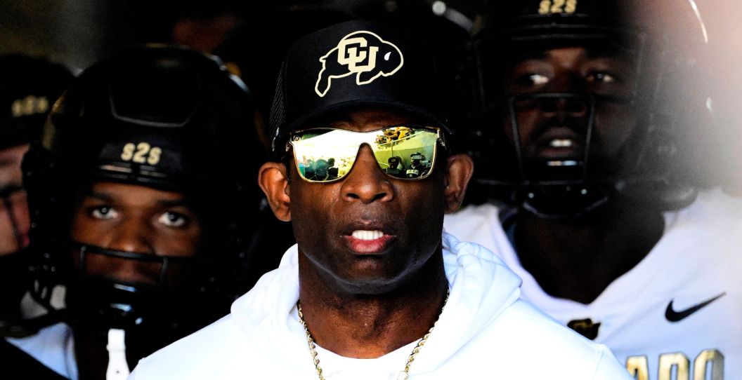 Deion Sanders walks out of the tunnel for Colorado.