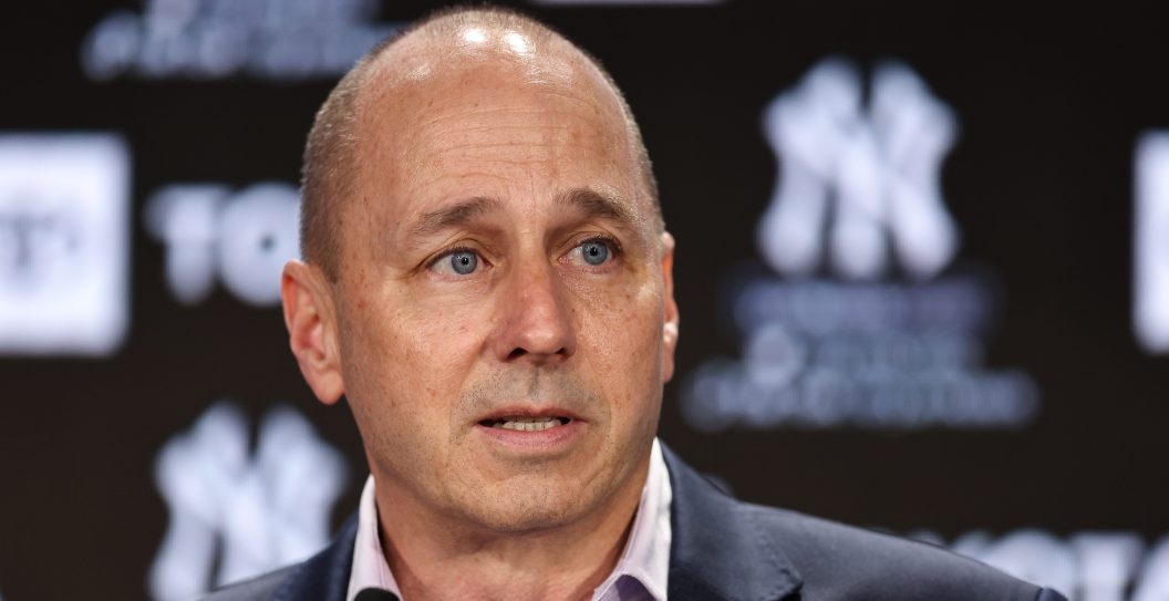 BRONX, NEW YORK - DECEMBER 21: New York Yankee general manager Brian Cashman speaks to the media during a press conference at Yankee Stadium on December 21, 2022 in Bronx, New York.