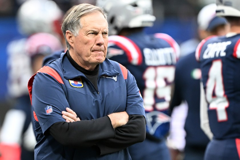 12 November 2023, Hesse, Frankfurt/M.: American Football: Professional League NFL, New England Patriots - Indianapolis Colts, Main Round, Main Round Games, Matchday 10, Deutsche Bank Park. Bill Belichick, coach of the New England Patriots, before the game. Photo: 