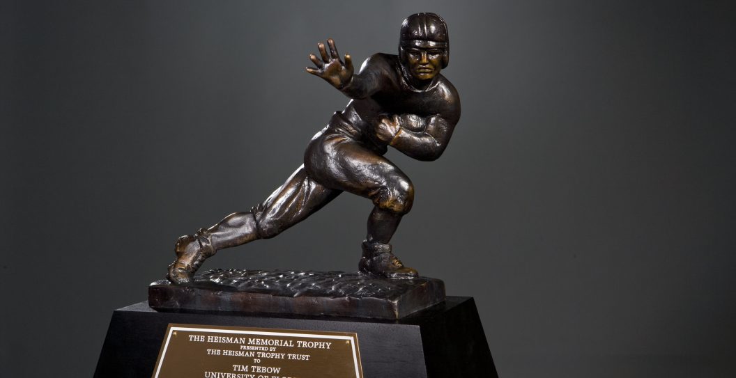NEW YORK - DECEMBER 9: Detail view of he 2007 Heisman Trophy awarded to quarterback Tim Tebow of the University of Florida on December 8, 2007 in New York City.