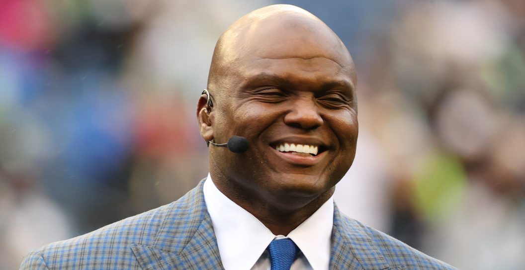 SEATTLE, WASHINGTON - OCTOBER 25: ESPN Commentator and former NFL player Booger McFarland reacts before a game between the Seattle Seahawks and New Orleans Saints at Lumen Field on October 25, 2021 in Seattle, Washington.