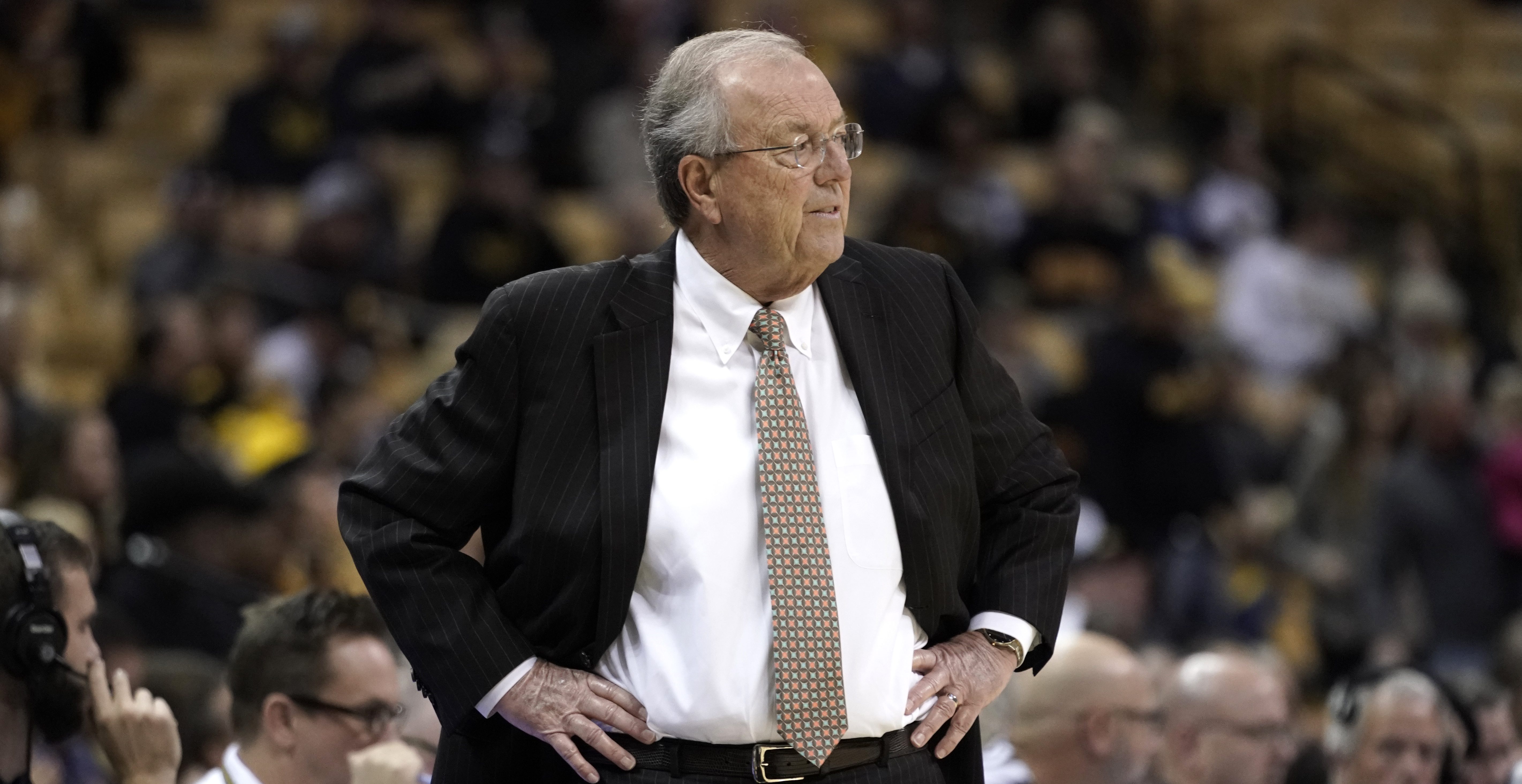 COLUMBIA, MO - NOVEMBER 23: Head coach Cliff Ellis of the Coastal Carolina watches his team against the Missouri Tigers Chanticleers at Mizzou Arena on November 23, 2022 in Columbia, Missouri.