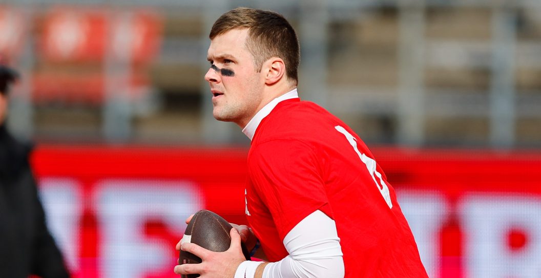 PISCATAWAY, NJ - NOVEMBER 04: Kyle McCord #6 of the Ohio State Buckeyes prior to the game against the Rutgers Scarlet Knights on November 4, 2023 at SHI Stadium in Piscataway, New Jersey.