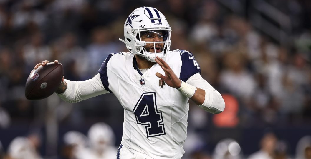 ARLINGTON, TX - DECEMBER 10: Dak Prescott #4 of the Dallas Cowboys throws a pass during the third quarter of an NFL football game against the Philadelphia Eagles at AT&T Stadium on December 10, 2023 in Arlington,