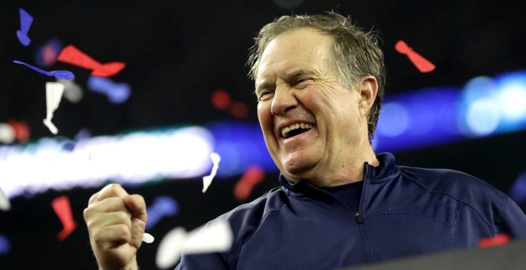 HOUSTON, TX - FEBRUARY 05: Head coach Bill Belichick of the New England Patriots celebrates after defeating the Atlanta Falcons during Super Bowl 51 at NRG Stadium on February 5, 2017 in Houston, Texas. The Patriots defeated the Falcons 34-28.