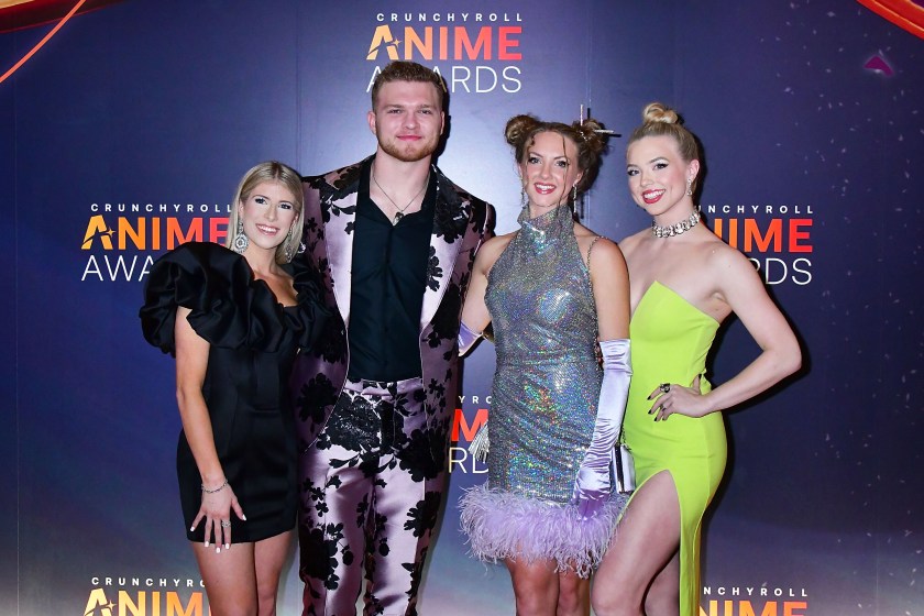 Aidan Hutchins, Alivia Callaghan and Aidan's sisters attend the CrunchyRoll Anime Awards.