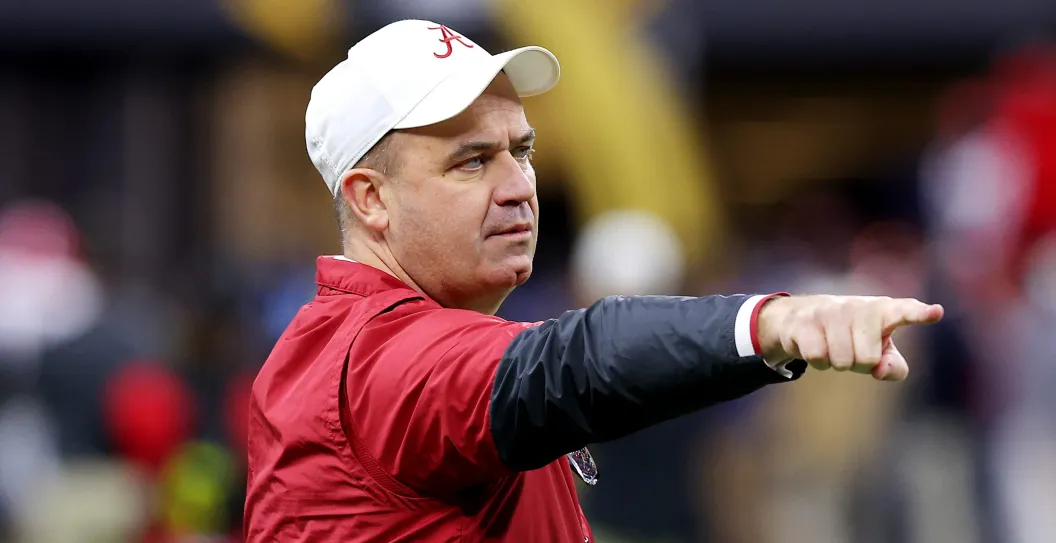 INDIANAPOLIS, INDIANA - JANUARY 10: Alabama Crimson Tide Offensive Coordinator Bill O'Brien looks on prior to a game against the Georgia Bulldogs in the 2022 CFP National Championship Game at Lucas Oil Stadium on January 10, 2022 in Indianapolis, Indiana.