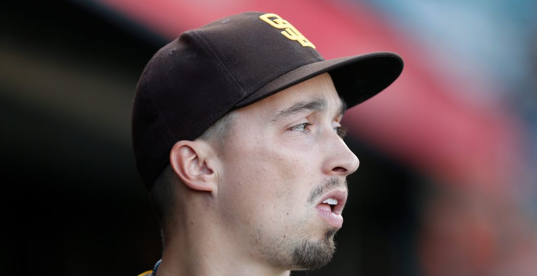 SAN FRANCISCO, CALIFORNIA - AUGUST 30: Starting pitcher Blake Snell #4 of the San Diego Padres looks on before the game against the San Francisco Giants at Oracle Park on August 30, 2022 in San Francisco, California.