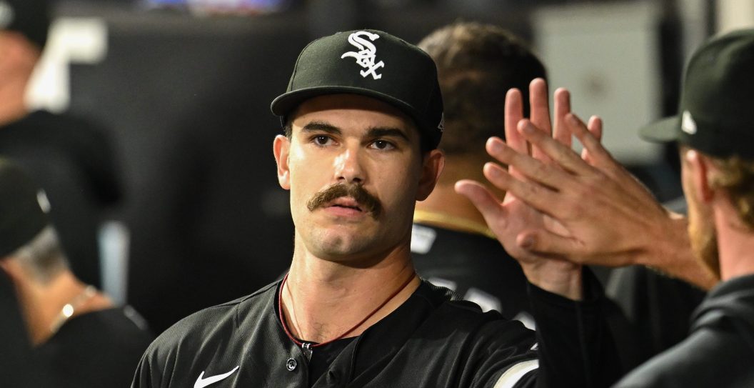 CHICAGO, ILLINOIS - SEPTEMBER 29: Dylan Cease #84 of the Chicago White Sox celebrates in the dugout after the first inning against the San Diego Padres at Guaranteed Rate Field on September 29, 2023 in Chicago, Illinois.