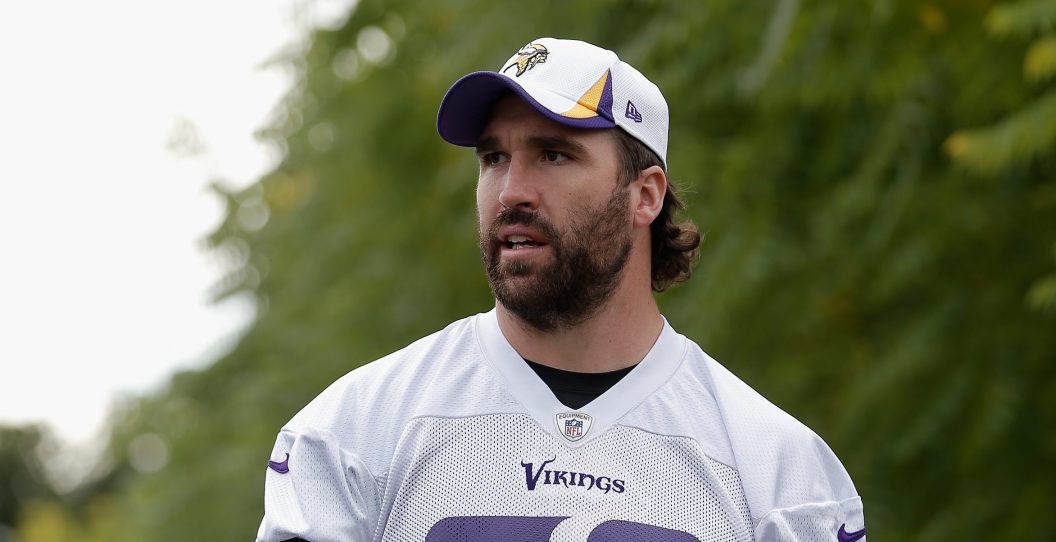 LONDON, ENGLAND - SEPTEMBER 26: Defensive End Jared Allen looks on prior to a Minnesota Vikings press conference at the Grove Hotel on September 26, 2013 in London, England.