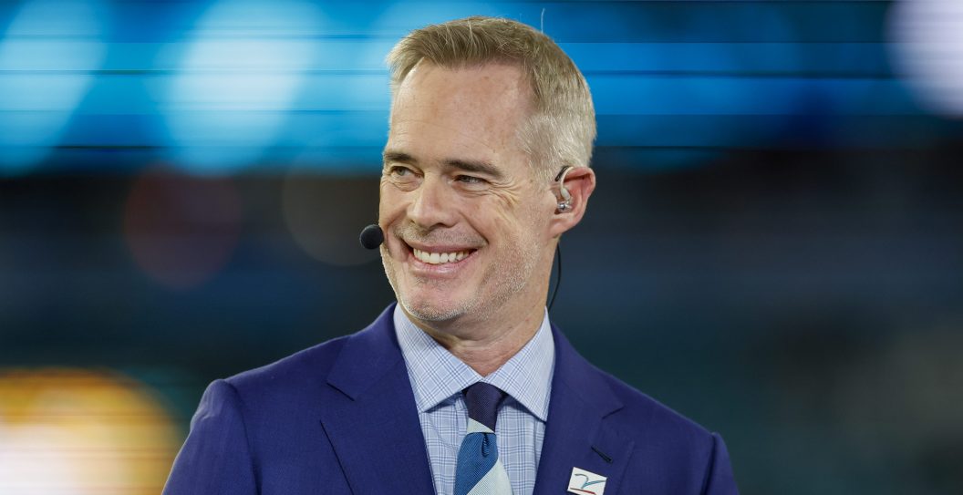 JACKSONVILLE, FL - DECEMBER 04: TV commentator Joe Buck looks on before the game between the Jacksonville Jaguars and the Cincinnati Bengals on December 4, 2023 at EverBank Stadium in Jacksonville, Fl.