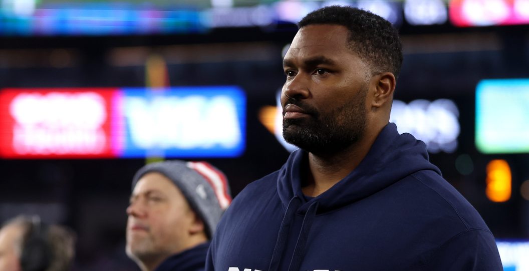 FOXBOROUGH, MASSACHUSETTS - DECEMBER 17: New England Patriots linebackers coach Jerod Mayo looks on from the sideline next to head coach Bill Belichik during the game against the Kansas City Chiefs at Gillette Stadium on December 17, 2023 in Foxborough, Massachusetts.