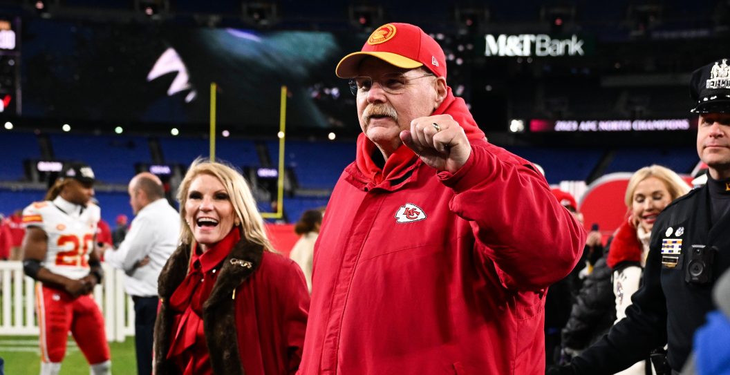 BALTIMORE, MD - JANUARY 28: Andy Reid, head coach of the Kansas City Chiefs walks off the field following the AFC Championship game against the Baltimore Ravens at M&T Bank Stadium on January 28, 2024 in Baltimore,