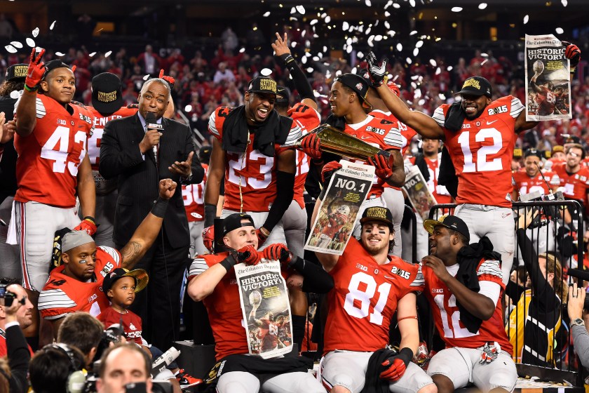 Ohio State celebrates their national title in 2015.