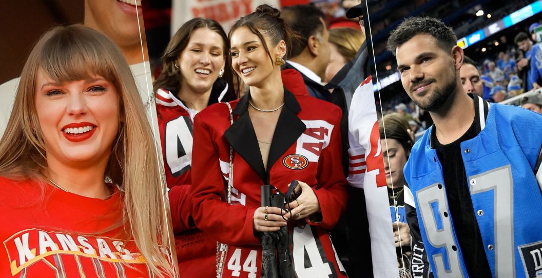 kristin juszczyk smiles with Taylor Swift and Taylor Lautner.
