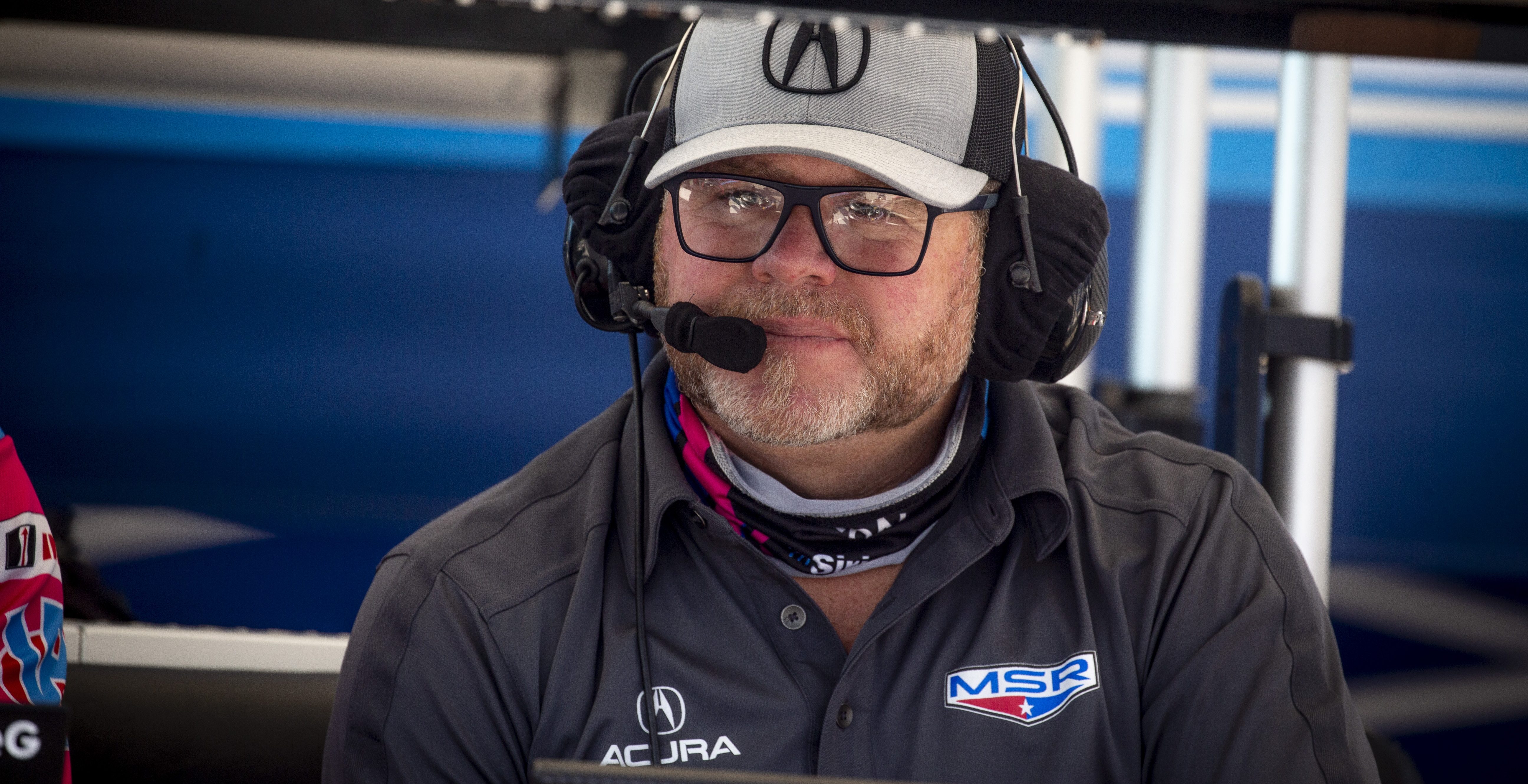 BRASELTON, GA - SEP 4: Car owner Mike Shank watches from the pit box during practice for the Tirerack.com Grand Prix at Michelin Raceway Road Atlanta, Braselton GA, September 4, 2020.