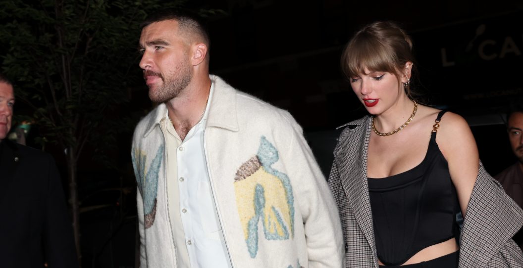 NEW YORK, NEW YORK - OCTOBER 14: Travis Kelce and Taylor Swift attend CATCH Steak on October 14, 2023 in New York City.