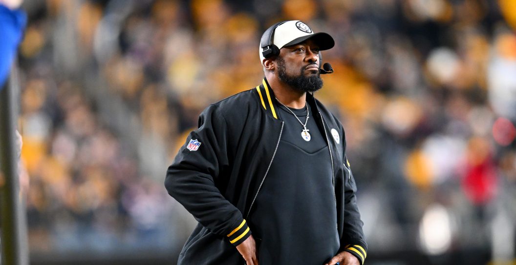 PITTSBURGH, PENNSYLVANIA - DECEMBER 07: Pittsburgh Steelers head coach Mike Tomlin looks on during the first half against the New England Patriots at Acrisure Stadium on December 07, 2023 in Pittsburgh,