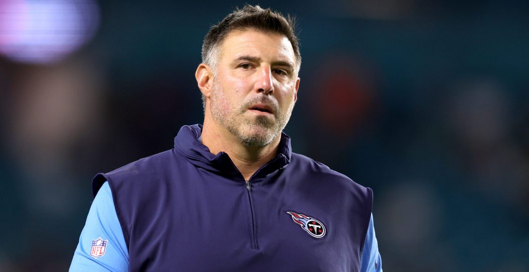 MIAMI GARDENS, FLORIDA - DECEMBER 11: Head Coach Mike Vrabel of the Tennessee Titans looks on prior to a game against the Miami Dolphins at Hard Rock Stadium on December 11, 2023 in Miami Gardens, Florida.
