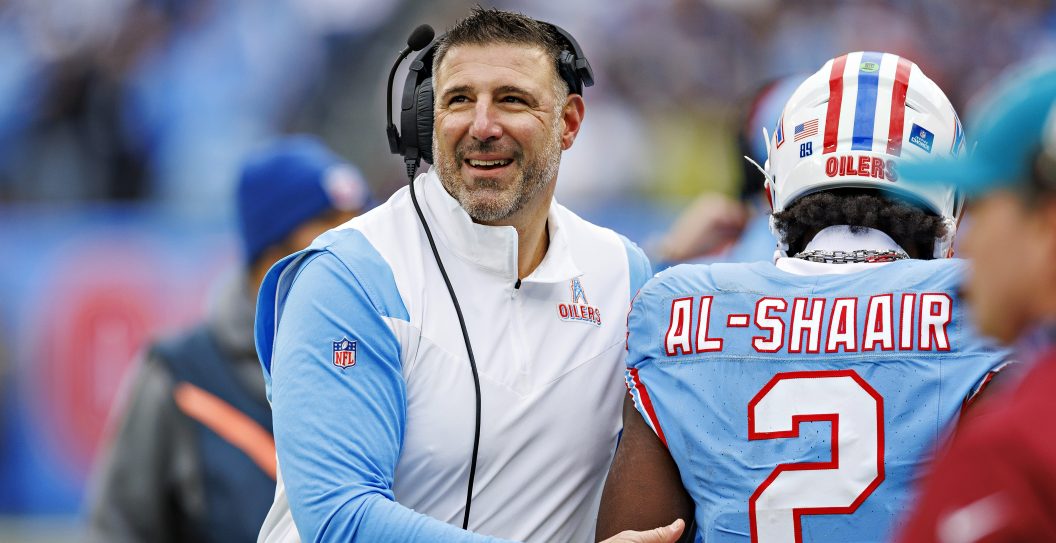 NASHVILLE, TENNESSEE - DECEMBER 17: Head Coach Mike Vrabel of the Tennessee Titans on the sidelines during a game against the Houston Texans at Nissan Stadium on December 17, 2023 in Nashville, Tennessee. The Texans defeated the Titans 19-16 in OT.