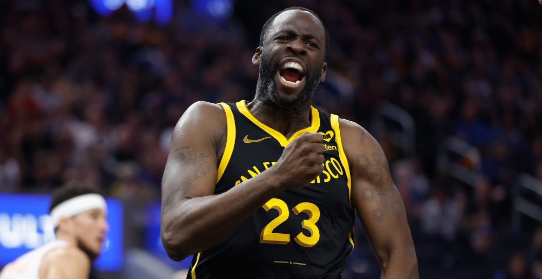 SAN FRANCISCO, CALIFORNIA - FEBRUARY 10: Draymond Green #23 of the Golden State Warriors reacts after a play in the third quarter against the Phoenix Suns at Chase Center on February 10, 2024 in San Francisco, California. NOTE TO USER: User expressly acknowledges and agrees that, by downloading and or using this photograph, User is consenting to the terms and conditions of the Getty Images License Agreement.