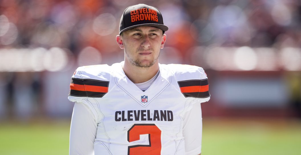 CLEVELAND, OH - SEPTEMBER 20: Quarterback Johnny Manziel #2 of the Cleveland Browns on the sidelines during the game against the Tennessee Titans at FirstEnergy Stadium on September 20, 2015 in Cleveland, Ohio.