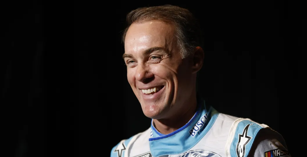 CHARLOTTE, NORTH CAROLINA - SEPTEMBER 01: NASCAR driver Kevin Harvick speaks with the media during the NASCAR Cup Series Playoff Media Day at Charlotte Convention Center on September 01, 2022 in Charlotte, North Carolina.
