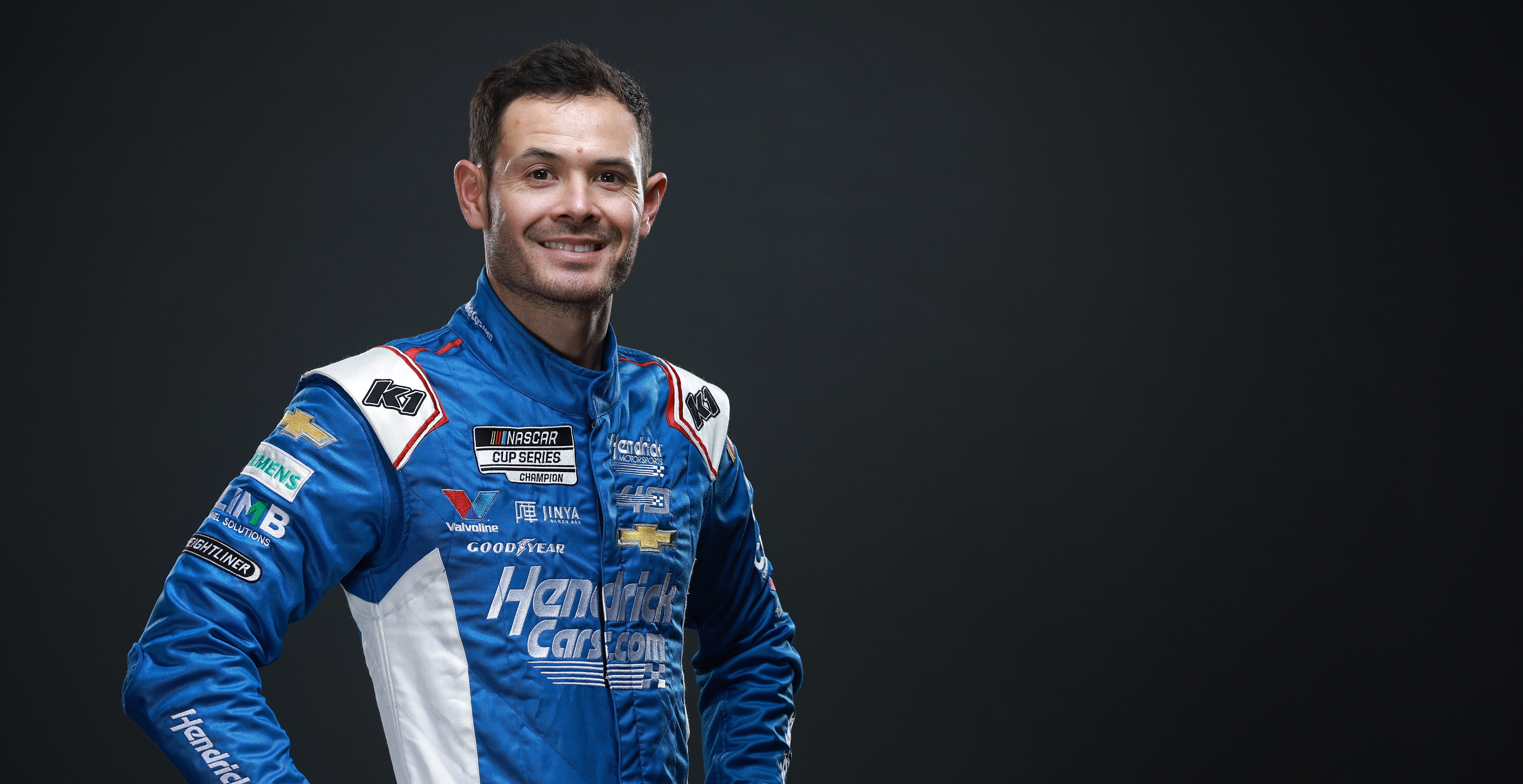 CHARLOTTE, NORTH CAROLINA - JANUARY 17: NASCAR driver Kyle Larson poses for a photo during the 2024 NASCAR Production Days at Charlotte Convention Center on January 17, 2024 in Charlotte, North Carolina.