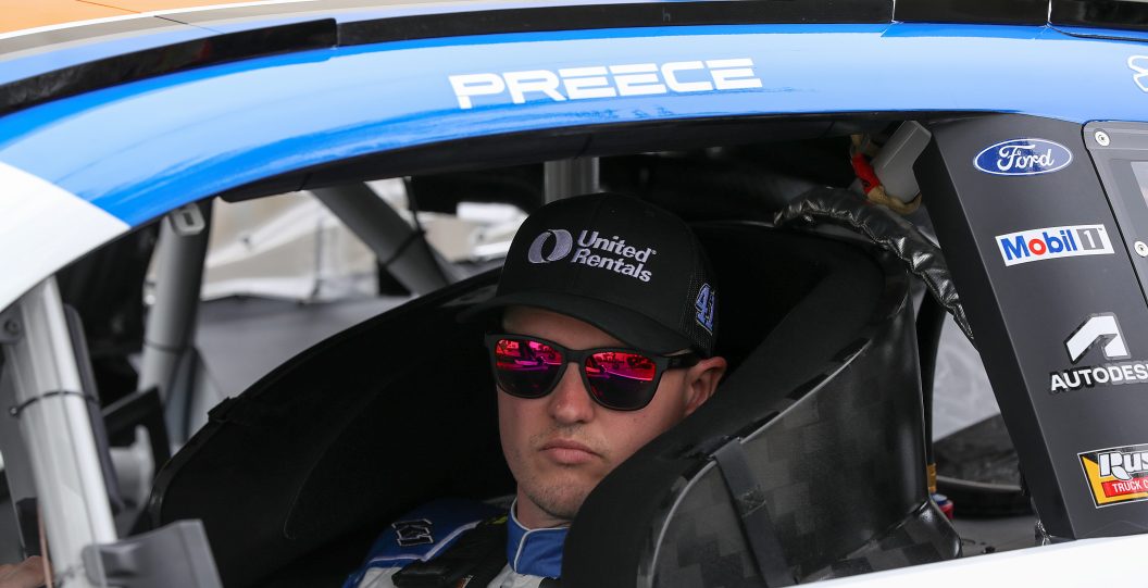 LOS ANGELES, CALIFORNIA - FEBRUARY 03: Ryan Preece, driver of the #41 United Rentals Ford, sits in his car during practice for the NASCAR Cup Series Busch Light Clash at The Coliseum at Los Angeles Memorial Coliseum on February 03, 2024 in Los Angeles, California.