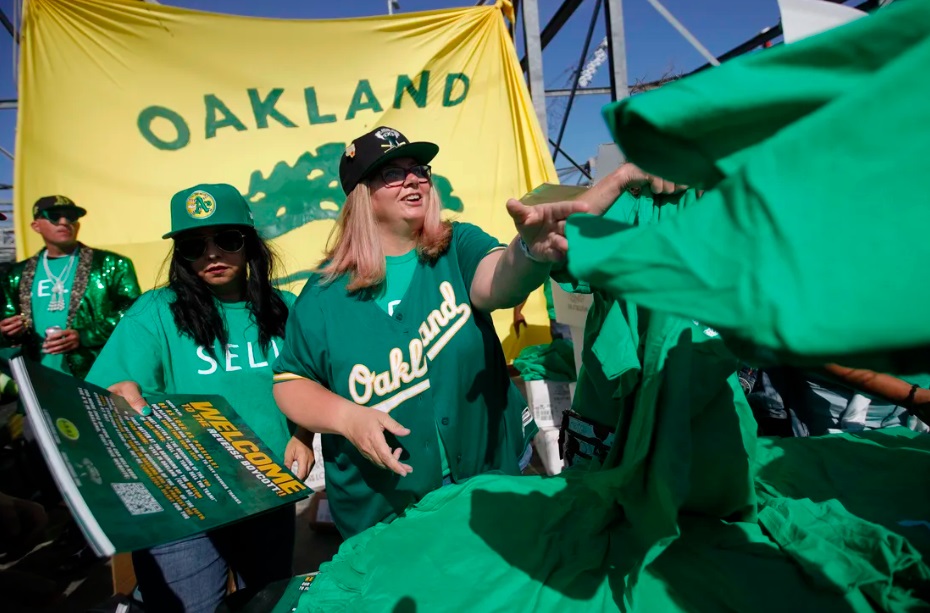 Oakland A's fans staged a protest for the team's home opener.