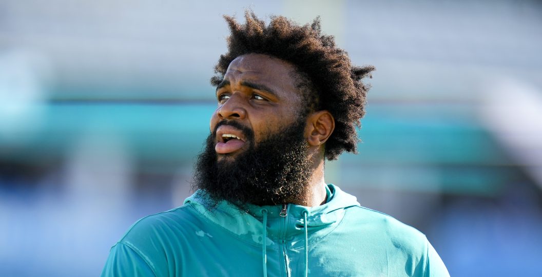 JACKSONVILLE, FLORIDA - AUGUST 26: Christian Wilkins #94 of the Miami Dolphins warms up prior to a preseason game against the Jacksonville Jaguars at EverBank Stadium on August 26, 2023 in Jacksonville, Florida.