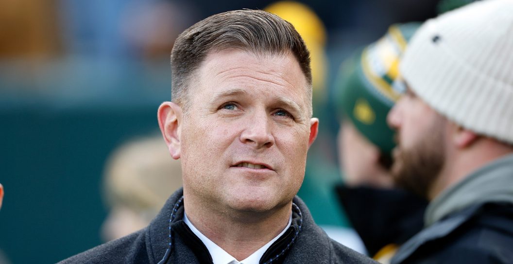 GREEN BAY, WISCONSIN - JANUARY 07: General Manager Brian Gutekunst of the Green Bay Packers looks on before the game between the Green Bay Packers and Chicago Bears at Lambeau Field on January 07, 2024 in Green Bay, Wisconsin.
