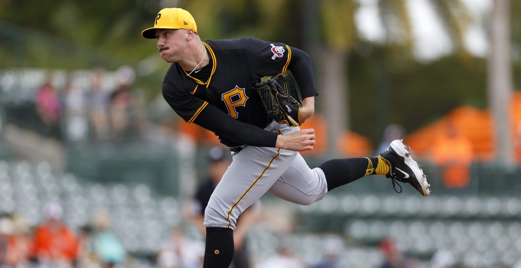 SARASOTA, FLORIDA - FEBRUARY 29: Paul Skenes #30 of the Pittsburgh Pirates pitches during a spring training game against the Baltimore Orioles at Ed Smith Stadium on February 29, 2024 in