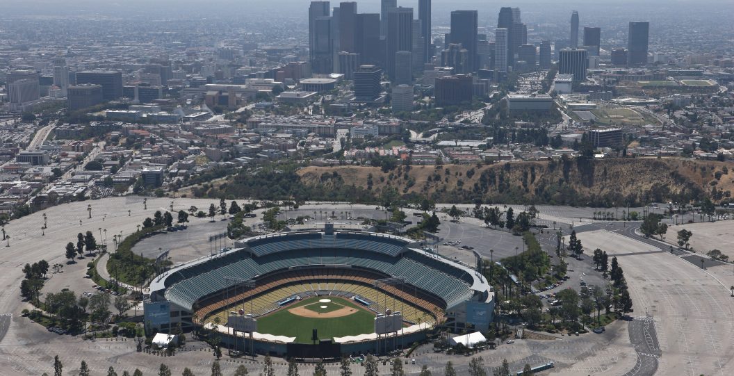 LOS ANGELES, CA - JULY 13: An aerial view of Dodger Stadium the home of the Los Angeles Dodgers on July 13, 2010 in Los Angeles, California.