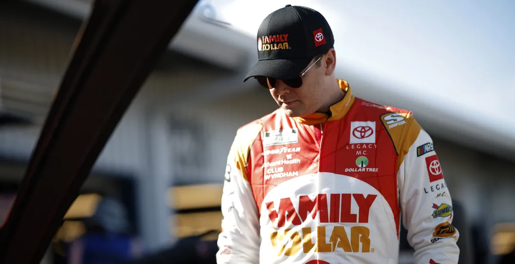 AVONDALE, ARIZONA - MARCH 08: Erik Jones, driver of the #43 Family Dollar Toyota, looks on in the garage area during practice for the NASCAR Cup Series Shriners Children's 500 at Phoenix Raceway on March 08, 2024 in Avondale, Arizona.