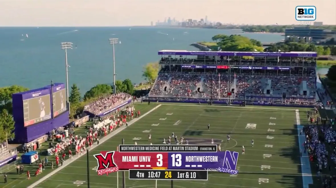 The Northwestern Football Field is Glorious with its Lakeside View